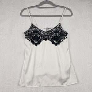 H&M Womens Cream Black Lace Blouse‎ Size XS Sleeveless